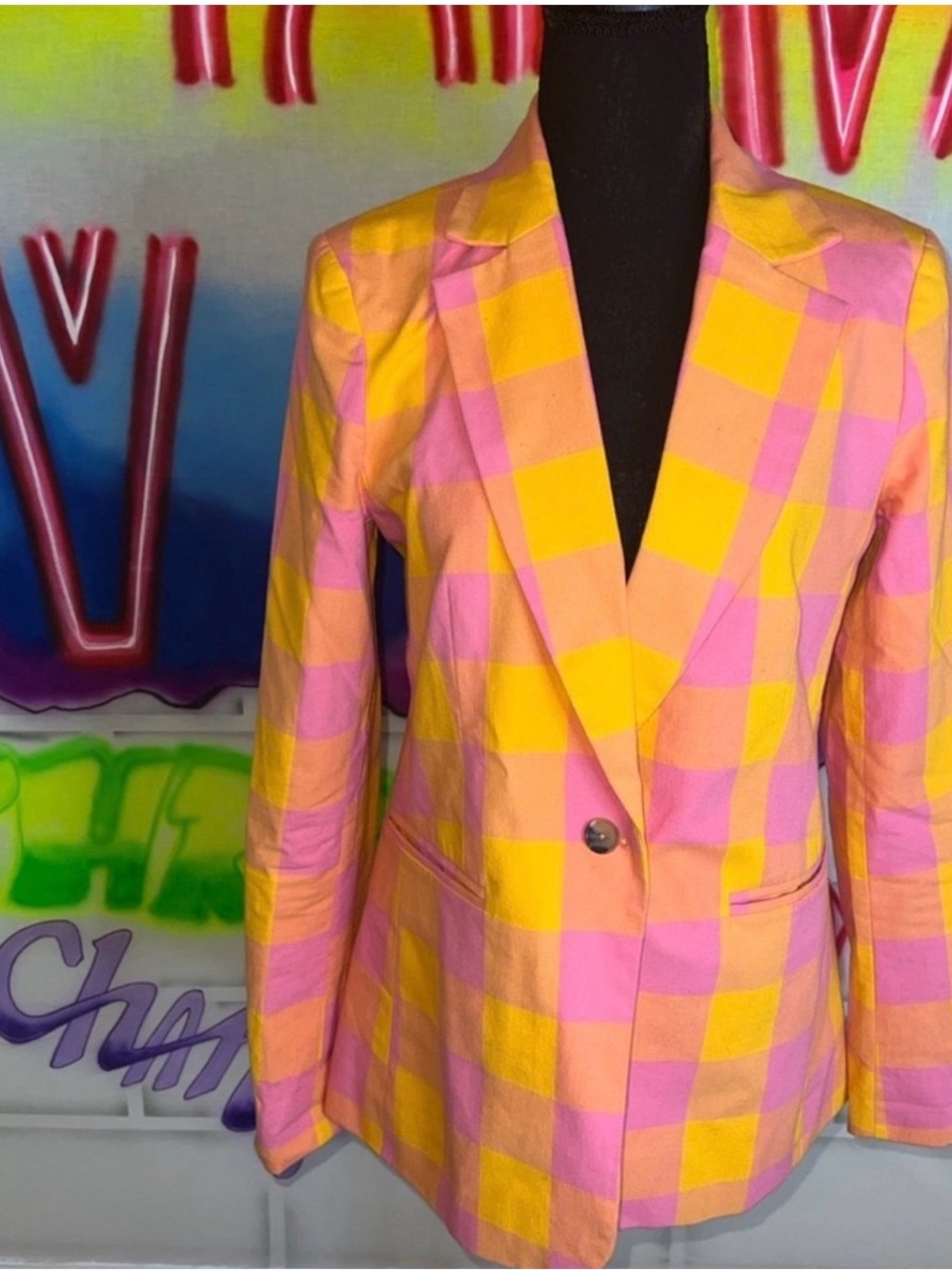 NWT Vibrant Checked Blazer Size Large